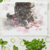 Linge De Cuisine Chat Sakura et Papillons (11) (Plié)