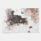 Linge De Cuisine Chat Sakura et Papillons (11) (Horizontal)