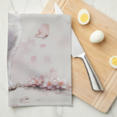 Linge De Cuisine Chat Sakura et Papillons (13) (Quart Plié)