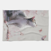 Linge De Cuisine Chat Sakura et Papillons (13) (Horizontal)