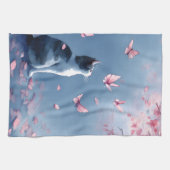 Linge De Cuisine Chat Sakura et Papillons (4) (Horizontal)