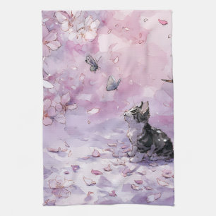 Linge De Cuisine Chat Sakura et Papillons (5)