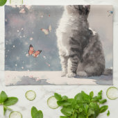 Linge De Cuisine Chat Sakura et Papillons (6) (Plié)