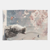 Linge De Cuisine Chat Sakura et Papillons (6) (Horizontal)
