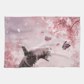 Linge De Cuisine Chat Sakura et Papillons (7) (Horizontal)