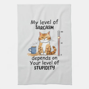 Linge De Cuisine Chat Sarcastique - Drôle Orange Art