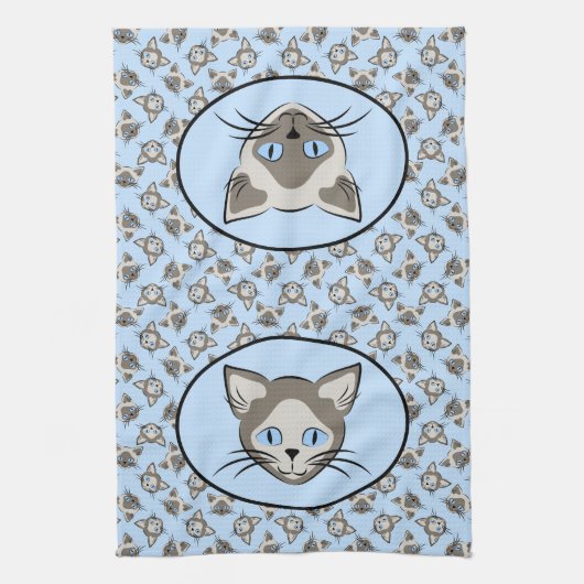 Linge De Cuisine Chat Siamese Blue Eyed face Motif d'art graphique (Vertical)