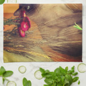 Linge De Cuisine Chat Siamois Posé Avec Fleurs (Plié)