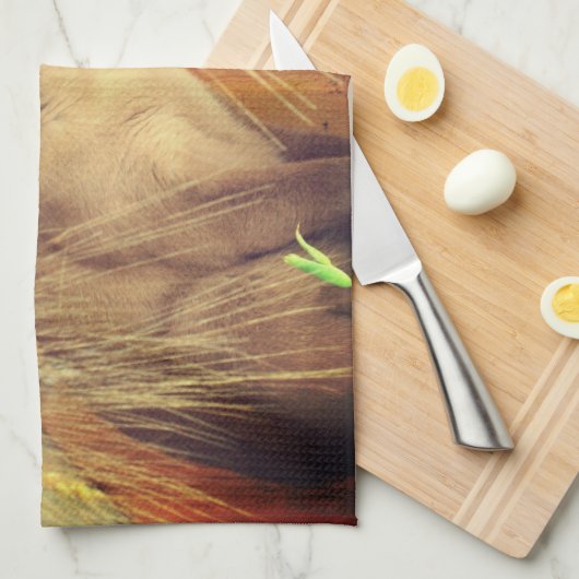 Linge De Cuisine Chat Siamois Posé Avec Fleurs (Quart Plié)