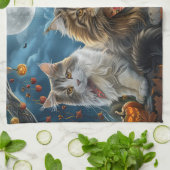 Linge De Cuisine Chat sibérien Halloween effrayant (Plié)