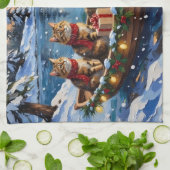 Linge De Cuisine Chat Sibérien Noël Bateau Vacances (Plié)