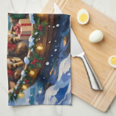 Linge De Cuisine Chat Sibérien Noël Bateau Vacances (Quart Plié)