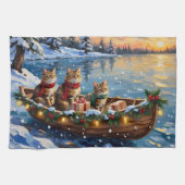 Linge De Cuisine Chat Sibérien Noël Bateau Vacances (Horizontal)