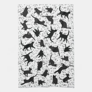 Linge De Cuisine Chat Silhouette Black & White doodbble