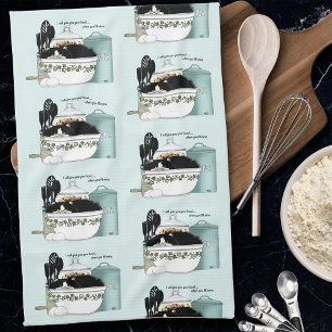Linge De Cuisine Chat smoking en smoking vintage rétro cuisine aqua