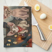 Linge De Cuisine Chat Sphynx Halloween Épouvantable (Quart Plié)