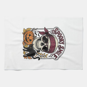 Linge De Cuisine Chat squelette Halloween Graphique de citrouille v