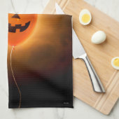 Linge De Cuisine Chat sur le ballon d'Halloween (Quart Plié)