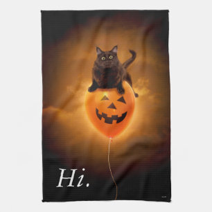 Linge De Cuisine Chat sur le ballon d'Halloween