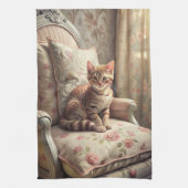Linge De Cuisine Chat sur une chaise (Shabby Chic) (Vertical)