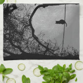 Linge De Cuisine Chat sur une Pleine lune de fil (Plié)