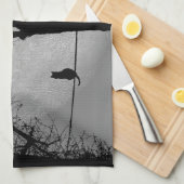 Linge De Cuisine Chat sur une Pleine lune de fil (Quart Plié)