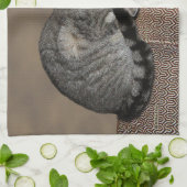 Linge De Cuisine Chat Tabby Gris Fumé (Plié)