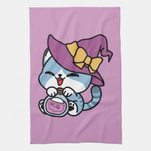 Linge De Cuisine Chat Tabby Halloween – Chapeau de Sorcière & Art d