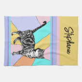 Linge De Cuisine Chat Tabby Pastel Chats Femme Pastel Couleurs (Horizontal)