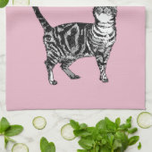 Linge De Cuisine Chat Tabby Pastel Chats Filles Lavander Rose Clair (Plié)
