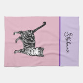 Linge De Cuisine Chat Tabby Pastel Chats Filles Lavander Rose Clair (Horizontal)
