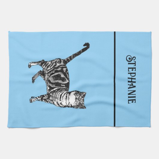 Linge De Cuisine Chat Tabby Pastel Chats Filles Rose clair (Horizontal)