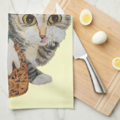 Linge De Cuisine chat tigré gris de chaton mignon léchant Noël de (Quart Plié)