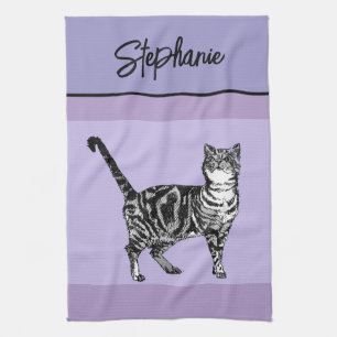 Linge De Cuisine Chat Tigré Pastel Chats Femmes Pastel Violet