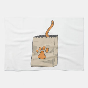 Linge De Cuisine Chat tiré à la main dans le sac