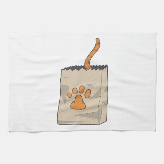 Linge De Cuisine Chat tiré à la main dans le sac (Horizontal)