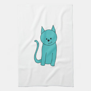 Linge De Cuisine Chat turquoise