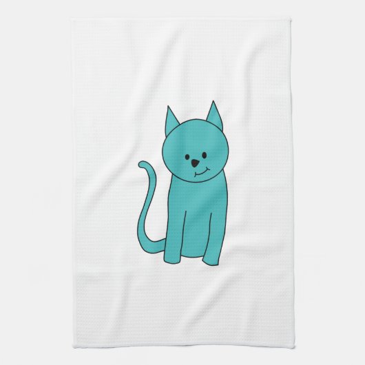 Linge De Cuisine Chat turquoise (Vertical)
