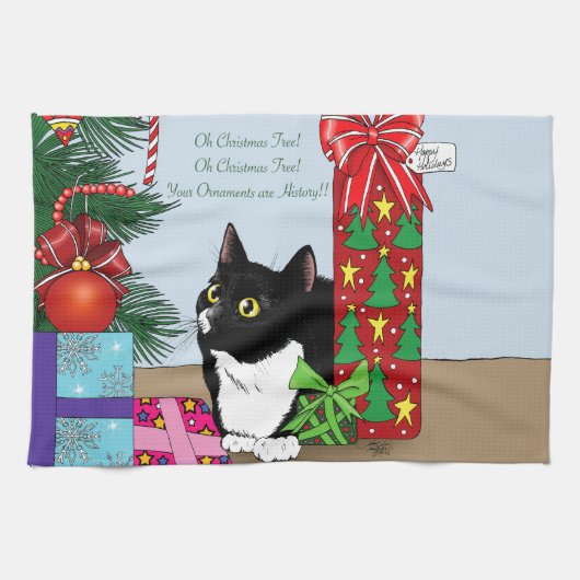 Linge De Cuisine Chat Tuxedo (Horizontal)