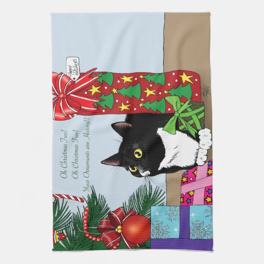 Linge De Cuisine Chat Tuxedo (Vertical)