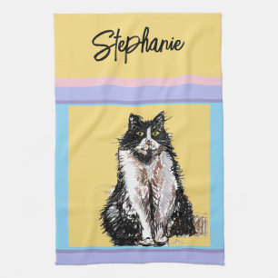 Linge De Cuisine Chat Tuxedo Pastel Chats Femme Pastel Couleurs