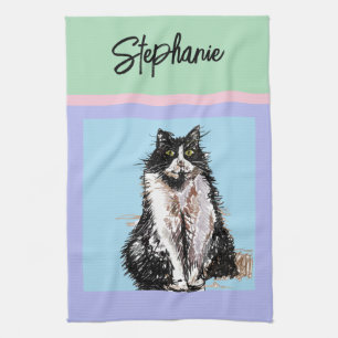 Linge De Cuisine Chat Tuxedo Pastel Chats Femme Pastel Couleurs