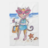Linge De Cuisine Chat Whimsical sur la plage (Vertical)