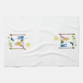 Linge De Cuisine Chat Whimsical sur une ligne de linge (Horizontal)