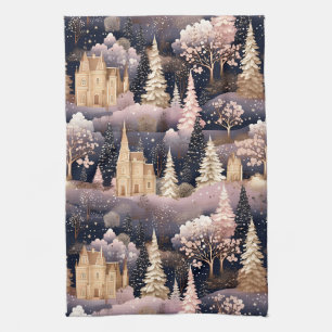 Linge De Cuisine Château Fantastique de Cerf d'Hiver Rose (3)