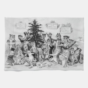 Linge De Cuisine Chats à Noël Louis Wain