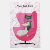 Linge De Cuisine Chats atomiques mignons dans des points de chaise (Vertical)