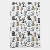 Linge De Cuisine Chats avec Visages Scowling et Empreintes de patte (Vertical)