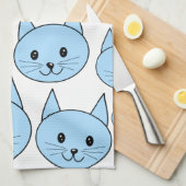 Linge De Cuisine Chats bleu-clair. Modèle (Quart Plié)