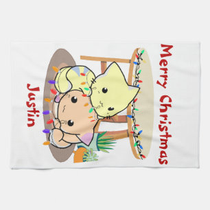 Linge De Cuisine Chats cadeau de noël, nom personnalisé